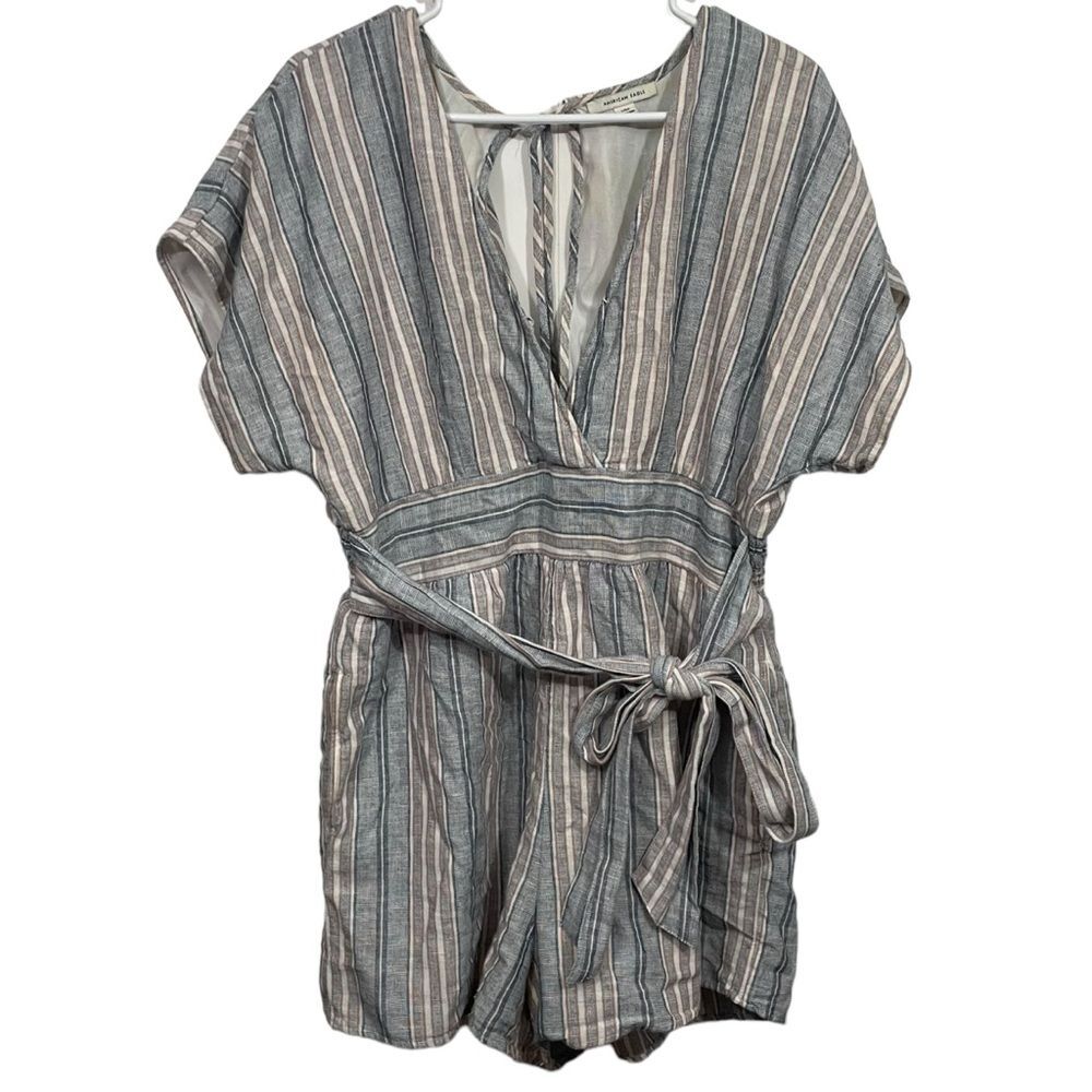 American Eagle Striped Cut Out Romper